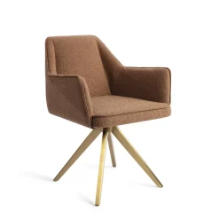 Jesper Home Beige Eetkamerstoelen|Draaibare Eetkamerstoelen|Eetkamerstoel Tome Turn Gold