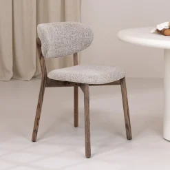 WOOOD Eetkamerstoelen Zonder Armleuning|Eetkamerstoel Udar Geweven stof, kleur Donkerbruin