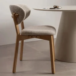WOOOD Beige Eetkamerstoelen|Eetkamerstoelen Zonder Armleuning|Eetkamerstoel Udar Geweven stof, kleur Naturel