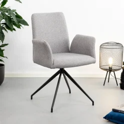 Sohome Draaibare Eetkamerstoelen|Eetkamerstoelen Met Armleuning|Eetkamerstoel Ulf, Draaibaar, kleur Lichtgrijs