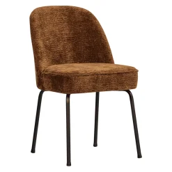 WOOOD Chenille Eetkamerstoelen|Eetkamerstoelen Zonder Armleuning|Eetkamerstoel Vogue Chenille, kleur Midden Bruin
