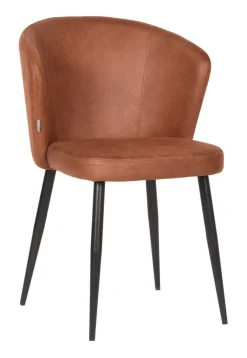 LABEL51 Eetkamerstoelen Met Leer Of Kunstleer|Eetkamerstoelen Zonder Armleuning|Eetkamerstoel Wave Microfiber, kleur Cognac
