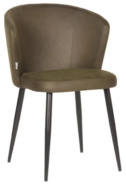 LABEL51 Eetkamerstoelen Zonder Armleuning|Eetkamerstoel Wave Microfiber Army green