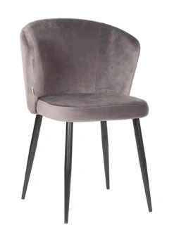 LABEL51 Eetkamerstoelen Velvet / Fluweel|Eetkamerstoelen Zonder Armleuning|Eetkamerstoel Wave Velvet, kleur Grijs