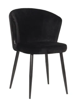 LABEL51 Eetkamerstoelen Velvet / Fluweel|Eetkamerstoelen Zonder Armleuning|Eetkamerstoel Wave Velvet, kleur Zwart