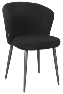 LABEL51 Eetkamerstoelen Bouclé / Teddy|Eetkamerstoelen Zonder Armleuning|Eetkamerstoel Whirl Teddy, kleur Zwart