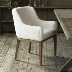Rivièra Maison Eetkamerstoelen Bouclé / Teddy|Eetkamerstoelen Met Armleuning|Eetkamerstoel Whistler Faux Fur, kleur Snow