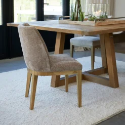 Rivièra Maison Eetkamerstoelen Zonder Armleuning|Eetkamerstoel Whistler Rubberhout en stof