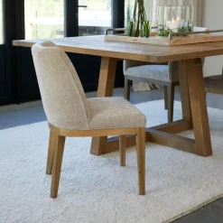 Rivièra Maison Eetkamerstoelen Zonder Armleuning|Eetkamerstoel Whistler Rubberhout en stof