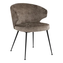 Richmond Interiors Chenille Eetkamerstoelen|Eetkamerstoelen Zonder Armleuning|Eetkamerstoel Xandra Chenille, kleur Stone