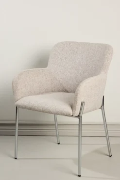 Nohr Beige Eetkamerstoelen|Eetkamerstoelen Met Armleuning|Eetkamerstoel Yaakov kleur /Chroom Beige