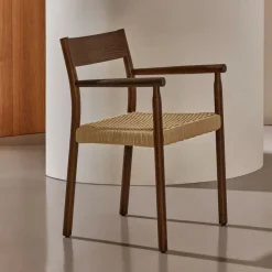 Kave Home Eetkamerstoelen Met Armleuning|Eetkamerstoel Yalia Eikenhout en touw