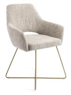 Jesper Home Beige Eetkamerstoelen|Eetkamerstoelen Met Armleuning|Eetkamerstoel Yanai Cross Gold