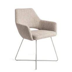 Jesper Home Beige Eetkamerstoelen|Eetkamerstoelen Met Armleuning|Eetkamerstoel Yanai Cross Steel
