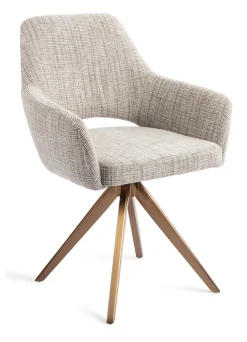 Jesper Home Beige Eetkamerstoelen|Draaibare Eetkamerstoelen|Eetkamerstoel Yanai Turn Rose Gold, Draaibaar