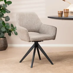 Jesper Home Beige Eetkamerstoelen|Draaibare Eetkamerstoelen|Eetkamerstoel Yanai Turn Black, Draaibaar
