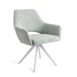 Jesper Home Draaibare Eetkamerstoelen|Eetkamerstoelen Met Armleuning|Eetkamerstoel Yanai Turn White, Draaibaar Soft Sage