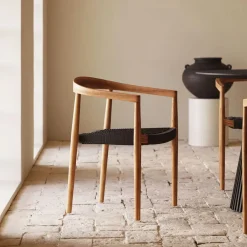 Kave Home Terrasstoelen|Eetkamerstoelen Met Armleuning|Eetkamerstoel Ydalia Teakhout