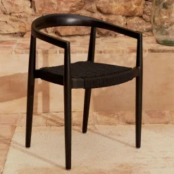 Kave Home Terrasstoelen|Eetkamerstoelen Met Armleuning|Eetkamerstoel Ydalia Teakhout