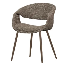 WOOOD Eetkamerstoelen Met Armleuning|Eetkamerstoel Yossi Koperkleurig onderstel, Geweven stof