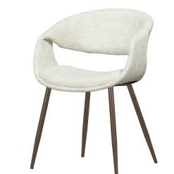 WOOOD Eetkamerstoelen Met Armleuning|Eetkamerstoel Yossi Koperkleurig onderstel, Geweven stof