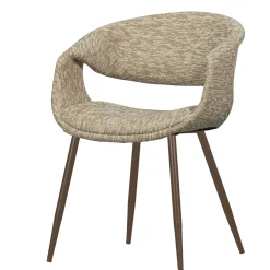 WOOOD Eetkamerstoelen Met Armleuning|Eetkamerstoel Yossi Koperkleurig onderstel, Geweven stof