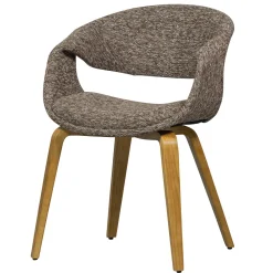WOOOD Eetkamerstoelen Met Armleuning|Eetkamerstoel Yossi Naturel houten onderstel, Geweven stof