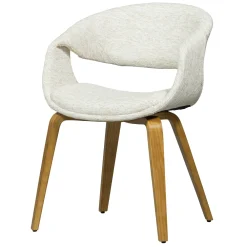 WOOOD Eetkamerstoelen Met Armleuning|Eetkamerstoel Yossi Naturel houten onderstel, Geweven stof