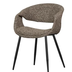 WOOOD Beige Eetkamerstoelen|Eetkamerstoelen Met Armleuning|Eetkamerstoel Yossi Zwart onderstel, Geweven stof