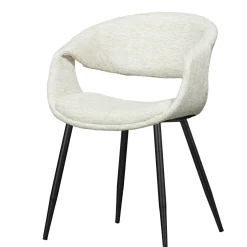 WOOOD Beige Eetkamerstoelen|Eetkamerstoelen Met Armleuning|Eetkamerstoel Yossi Zwart onderstel, Geweven stof