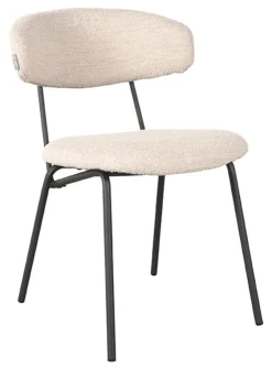 LABEL51 Eetkamerstoelen Bouclé / Teddy|Eetkamerstoelen Zonder Armleuning|Eetkamerstoel Zack Bouclé, kleur Naturel