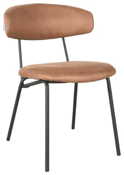 LABEL51 Eetkamerstoelen Met Leer Of Kunstleer|Eetkamerstoelen Zonder Armleuning|Eetkamerstoel Zack Micro Suede Cognac