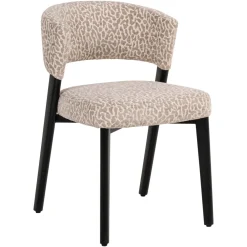 Richmond Interiors Beige Eetkamerstoelen|Eetkamerstoel Zeno Leopard stof, kleur Beige