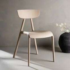 Nohr Beige Eetkamerstoelen|Eetkamerstoelen Zonder Armleuning|Eetkamerstoel Ziyad Kunststof
