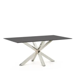 Kave Home Rechte Eettafel|Eettafel Argo Glas, 180 x 100cm, kleur Zwart