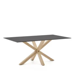 Kave Home Rechte Eettafel|Eettafel Argo Glas, 180 x 100cm, kleur /Naturel Zwart