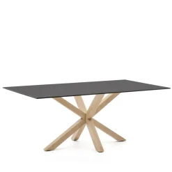 Kave Home Rechte Eettafel|Eettafel Argo Glas, 200 x 100cm, kleur /Naturel Zwart