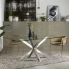 Kave Home Rechte Eettafel|Eettafel Argo kleur Chroom/Glas