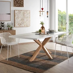 Kave Home Rechte Eettafel|Eettafel Argo kleur Eiken/ Wit