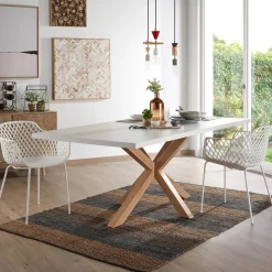 Kave Home Rechte Eettafel|Eettafel Argo kleur Eiken/ Wit