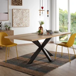 Kave Home Rechte Eettafel|Eettafel Argo kleur Zwart/Eiken Naturel