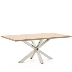 Kave Home Rechte Eettafel|Eettafel Argo Melamine, kleur /RVS Naturel
