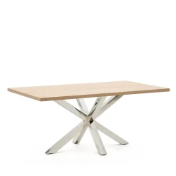 Kave Home Rechte Eettafel|Eettafel Argo Melamine, kleur /RVS Naturel