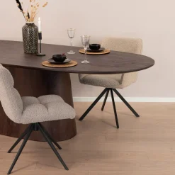 Eleonora Ovale Eettafel|Eettafel Aron Deens Ovaal, Mangohout, kleur Bruin