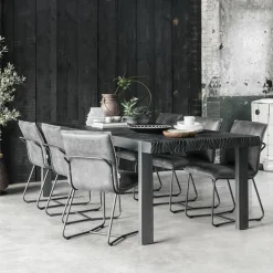 DTP Home Rechte Eettafel|Eettafel Beam Teakhout, kleur Zwart