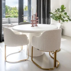 Richmond Interiors Ronde Eettafel|Eettafel Bloomstone 130cm, kleur Wit
