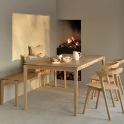 Ethnicraft Rechte Eettafel|Eettafel Bok Gevernist Eikenhout, kleur Naturel