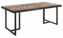 DTP Home Rechte Eettafel|Eettafel Criss Cross Visgraat, Hout en staal Naturel