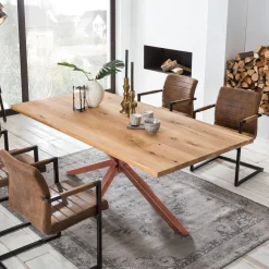 Artistiq Living Rechte Eettafel|Eettafel Dashawn Eikenhout, kleur Bruin