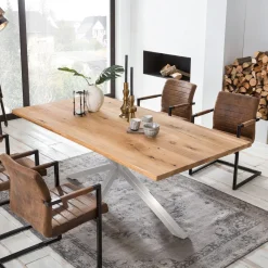 Artistiq Living Rechte Eettafel|Eettafel Dashawn Eikenhout, kleur Zilver